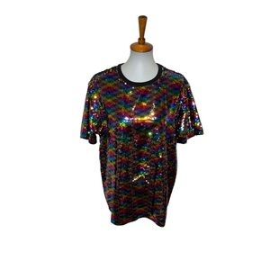 ASOS Rainbow All Over Sequins Shirt Size Medium